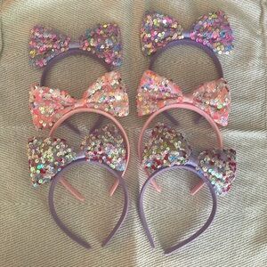 New pink and purple sequin headbands set of six new in bag